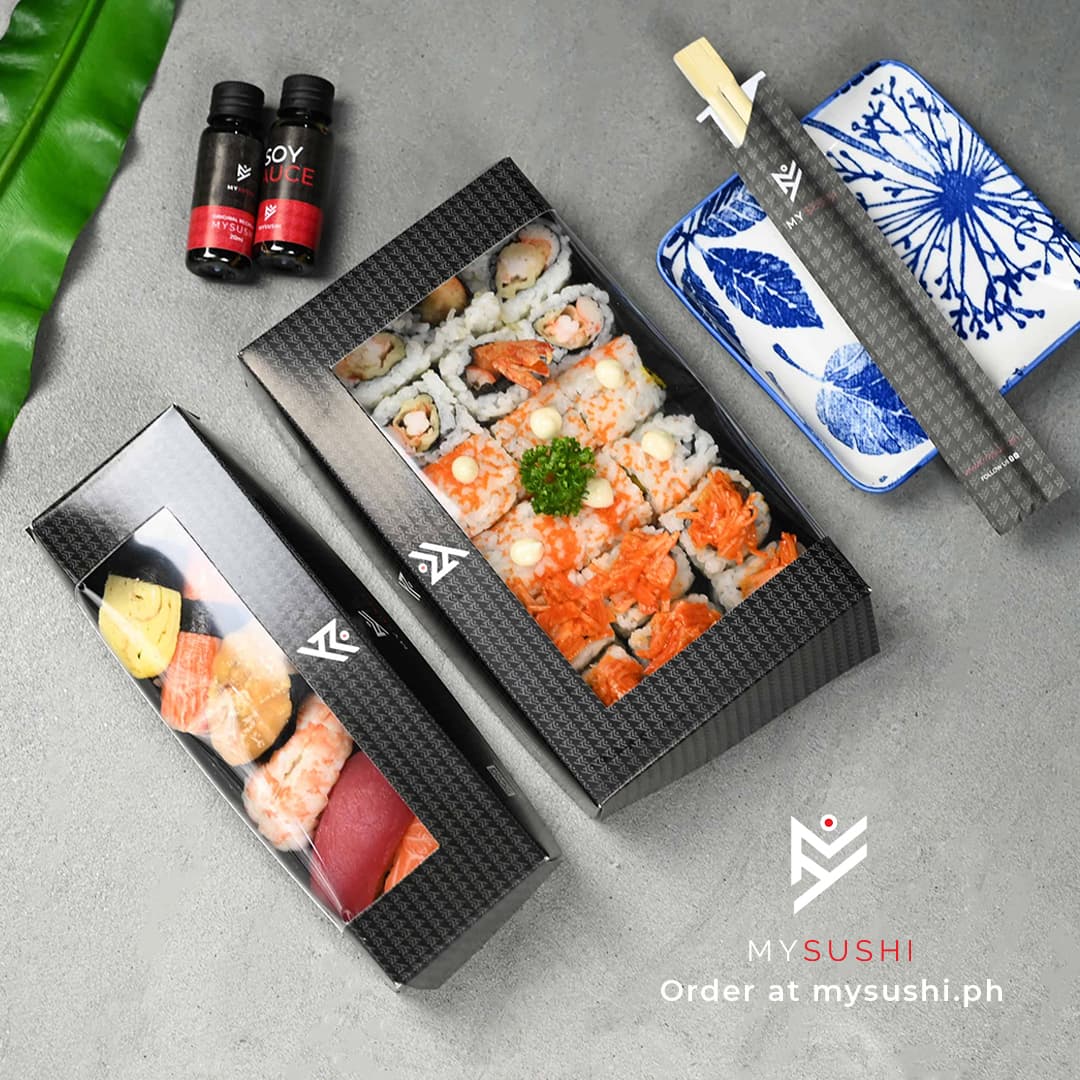 My Sushi boxes with nigiri and California rolls